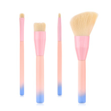 Private Label High Quality 4Pcs  Pink Gradient Blue Handle Travel Makeup Brushes Flat Loose Powder Blush Makeup Brush Set